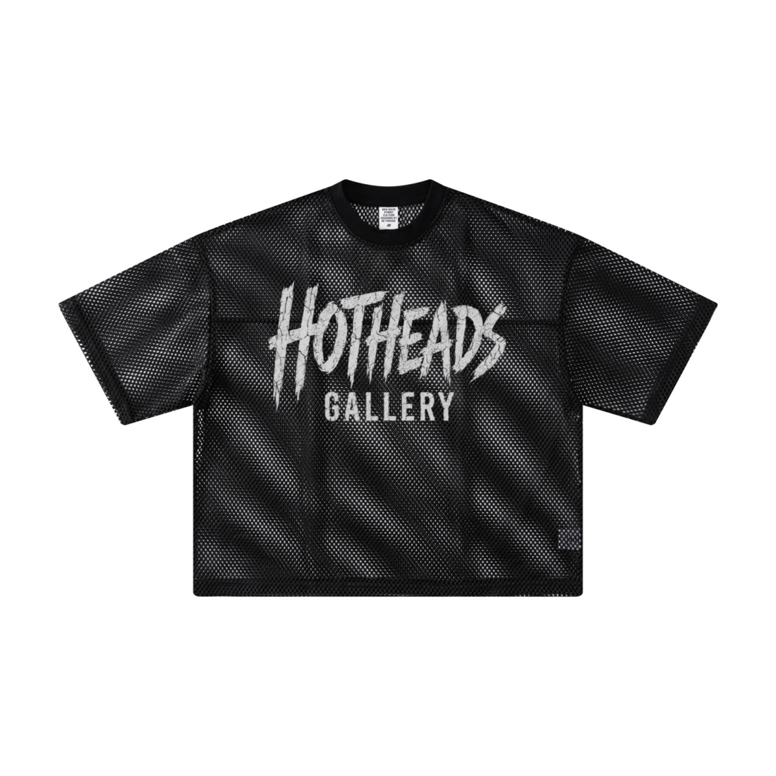 Front of black Chaos in Art Mesh Tee with tonal Hotheads Gallery graphic